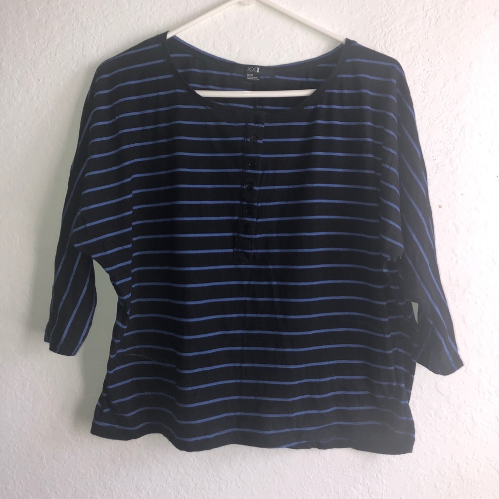 Forever 21 Wide Style Striped Raglan Sleeve Tee